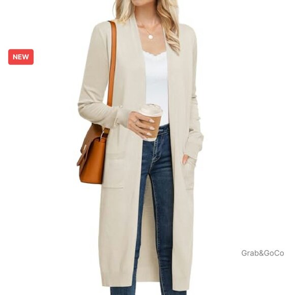 Lightweight Long Cardigan Sweater Open Front Duster Maxi Chic Elegant - Picture 2 of 8